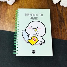 Leaf Shop Bu Hayatı Tasarımlı Spiralli Sticker'lı Tarihsiz Konuşan Ajanda Haftalık Planlayıcı Defter