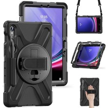 Leaf Shop Galaxy Tab S10 Fe 10.9 Inç Tablet Kılıfı, Defender Tank Zırh, Silikon Standlı ve Askılı