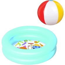 Misda Store Plaj Topu Hediyeli- 51061, 2 Boğum Şişme Zemin Bebek HAVUZU,61X15 cm (Mavi)