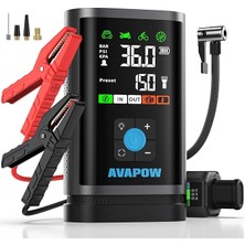 Leaf Shop Jp3 16000MAH 3000A Zorla Çalıştırma Işlevli & Lastik Şişirme Pompalı Jump Starter Taşınabilir Akü Takviye Kiti (POWERBANK-PD30W + LCD + LED Işık)