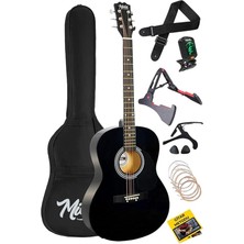 Leaf Shop RG-550BK Pack Kaliteli Siyah 40 Inç Akustik Gitar Seti 4/4 Yetişkin