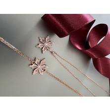 Zeta Jewel 925 Ayar Gümüş Milk Pembe Kamelya Taşlı Kolye Bileklik Set - Şık ve Zarif Tasarım
