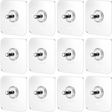 Leaf Shop Kendinden Yapışkanlı Kanca, Süper Taşıma Kapasitesi, Kendinden Yapışkanlı Vida, Su Geçirmez, Delmeden Duvara Sabitleme, Şeffaf, Kendinden Yapışkanlı Vida Çıkartması, Banyo, Mutfak Için, 7 x 7 cm