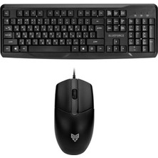 Leaf Shop Km-03 USB Kablolu Klavye Mouse Set Türkçe Q Siyah