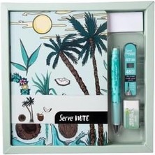 Leaf Shop Defter Setı - Desenli Nane Yeşili Özel Kutuda