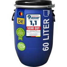 Leaf Shop Varil Polietilen 60 L Kapaklı, Gıda Kalitesi, Mavi (22095)