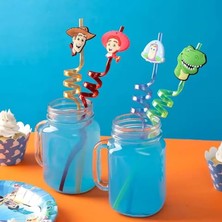 Leaf Shop Pipeti 4 Adet Şekilli-Uzun Kıvrımlı ve Figürlü Renkli Plastik Pipet Seti 26 cm Rahat Kullanım