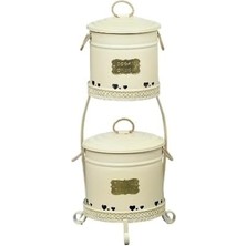 Leaf Shop Home 2 Katlı Büyük Boy Patates Soğan Kovası-Krem