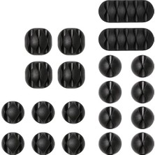 Leaf Shop Kablo Klipleri Kablo Tutucu, Çok Amaçlı Kablo Yönetim Kablosu Düzenleyici Seti Masa, Güç Kablosu, USB Şarj Kablosu, Şarj Aletleri, Ses Kablosu, 20'li Paket, Siyah