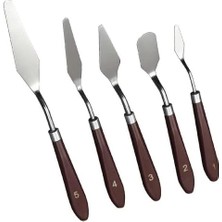 Misda Store Bıçağı 5 Parça Paslanmaz Çelik Spatula Seti, Kil Hamuru Pasta Krema Yağlıboya Için Ahşap Saplı Süsleme Şekil Verme ve Kazıma, Boya Araçları,mutfakta ve Diğer Hobi ve El Sanatları Için