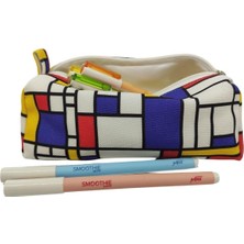 Leaf Shop De Stijl Astarlı Yıkanabilir Bez Kalemlik Kalem Kutusu