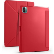 Misda Store Xiaomi Mi Pad 5 Tablet Kılıfı Standlı Tri Folding Kalemlikli Silikon Smart Cover - Kırmızı