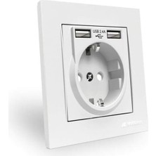 Leaf Shop Çift Usb'li Topraklı Priz (2.4A Hızlı Şarj+Çocuk Koruma)