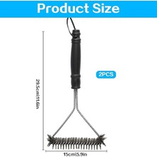 Leaf Shop 2 Adet Izgara Fırçası, Izgara Fırçası, 30 cm Paslanmaz Çelik Izgara Temizleme Fırçası, Üçgen 360° Izgara, Tel Fırça, Kömür Mangalı Için Mangal Aksesuarı, Küre Izgara, Temizleyici Fırça