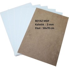 Misda Store - 3 Adet Beyaz Mdf Duralit 3 Mm, 50X70 cm (Resim Kağıdı Ölçüsü),bir Tarafı Beyaz Boyalı