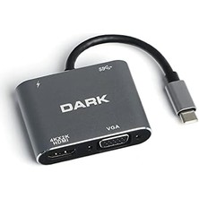 Misda Store 4in1 USB C To Hdmı/vga + Usb3.0 + Pd Dönüştürücü (DK-AC-U31XHDV)