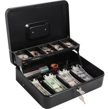 Leaf Shop Kilitli Para Kutusu Para Tepsili ve 5 Bölemeli Metal Para Saklama, Para Kutusu, Yaylı