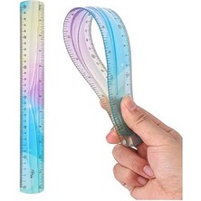 Leaf Shop Cetvel 30 cm Silikonlu Gökkuşağı 1 Adet Flexible Silikonlu Cetvel Büro Okul Sınıf