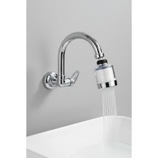 Esora Duvardan Teksu Girişli Kireç Önleyici Pamuk Başlıklı Lavabo Bataryası