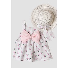 Chicsy Baby Kiraz Desenli Şapkalı Fiyonklu  Kız Bebek Elbisesi