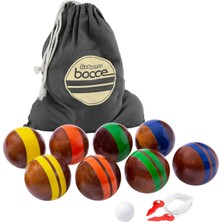 Storemax Defyasell Gosports 100 mm Ahşap Bocce Seti, 8 Premium 12 Oz Ahşap Toplar, Pallino, Kasa ve Ölçüm Halatı