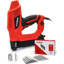 Misda Store KBZ90 15-25MM Zımba ve 15-32MM Profesyonel Çivi Çakma Makinesi + 3000 Adet Yedek Zımba ve Çivi, Kırmızı/siyah