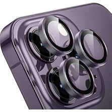 Misda Store 14 Pro Max/14 Pro Ile Uyumlu Cmcov Kamera Lens Koruyucu Kolay Tak Çıkar Ergonomik Ince Tasarım Kırılma ve Çizilme Önleyici Derin Mor