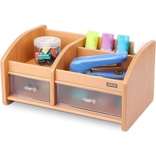 Misda Store DX-404 Bambu Desenli Ahşap Kalemlik, Masaüstü Düzenleyici