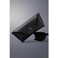 Oh Deer Leather Hakiki Deri Gözlük Kabı – Crazy Deri Siyah Renk El Yapımı Gözlük Kılıfı – 18x8 cm