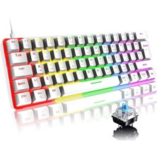 Misda Store Blic Oyuncu Klavyesi Rgb Klavye 20 Modlu Ayarlanabilir Renk Seçeneği Rgb Suya ve Toza Dayanıklı Klavye Oyun Klavyesi Oyuncu Klavye Mekanik Klavye Aydınlatmalı Klavye Mavi Switch (Beyaz)