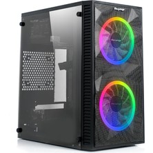 Misda Store Magic Mikro Atx 2 Rainbow Fanlı Mesh Panel Akrilik Gaming Oyuncu Bilgisayar Kasası (0, Watt)