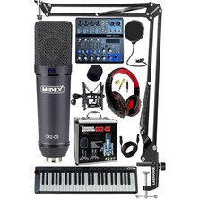 Misda Store Ekipmanları Midi Live Paket-5 Ses Kartlı Mikser Midi Klavye Cx2 Mikrofon Kulaklık