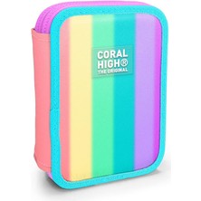 Misda Store High Renkli Çizgili Desenli Çift Katlı Kalem Çanta 11130