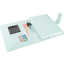 Misda Store 5248 Ajanda Tarihsiz Çizgili 17 x 24 cm Ajanda/defter Hesap Makineli Suni Deri Organizer, Su Yeşili