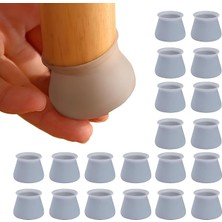 Misda Store 20'li Silikon Masa ve Sandalye Ayağı Koruyucu – Kaydırmaz, Çizilmez, Yıkanabilir Mobilya Çorabı, Gri