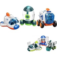 Misda Store Sürtmeli Astronotlu Uzay Arabası Uzay Roketi Uzay Mekiği 3 Lü Uzay Istasyonu Araçları Seti