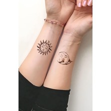 Misda Store Şems ve Ay Geçici Dövme Çift Dövmesi Güneş ve Hilal Dövme