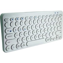 Misda Store B380 Bluetooth Bağlantılı Ince Ergonomik Tasarım IPad Ile Uyumlu Taşınabiilir Telefon Tablet Için Türkçe Q Bluetooth Bağlantılı Klavye (Beyaz)