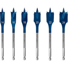 Misda Store 6 x Expert Self Cut Speed Yassı Freze Matkap Seti (Yumuşak Ahşap, Sunta, Çap 14 – 24 Mm, Profesyonel Aksesuar, Matkap/tornavida)