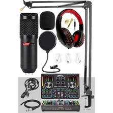 Misda Store BM800 Titanium Set Efektli Ses Kartı, Mikrofon Kulaklık, Stand (Pc ve Telefon)