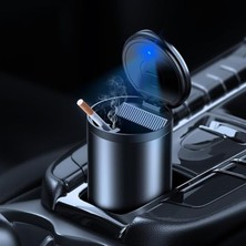 Misda Store Premium Car Ashtray LED Işıklı Alüminyum Taşınabilir Kapaklı Araba Küllük Kül Tablası Kokusuz