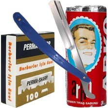 Misda Store Sharp Berber Jileti 100'LÜ Paket, Arko 75G Tıraş Sabunu, Ali Bıyıklı Ustura Seti