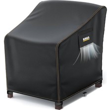 Misda Store Tek Kişilik Bahçe Koltuk Örtüsü, Koruma Kılıfı, Su Geçirmez Açık Hava Bahçe Mobilya Kılıfları, Dış Mekan Sandalye Kılıfı Örtü Branda, Ağır Hizmet Tipi, 80-85-90CM - Siyah