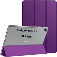 Misda Store Galaxy Tab A9 8.7inç X110 X113 X115 X117 ile Uyumlu Kılıf Pu Deri Smart Standlı Case Mor