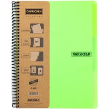 Misda Store Capricorn Neon Serisi, A4, 6 Konulu (3 Kareli, 3 Çizgili) 180 Yaprak Pp Kapaklı Spiralli Defter, Yeşil