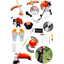 Misda Store Alman 16 Hp Tam Profesyonel Yan Tipi Benzinli Tırpan Ot Çalı Çim Biçme Makinesi Turuncu + Canavar Başlık