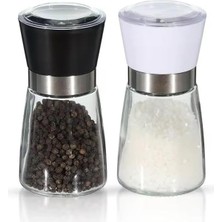 Misda Store Home 2'li Ayarlanabilir Tuz ve Karabiber Değirmeni – Seramik Öğütücü, Baharat Öğütme Için Mükemmel Tasarım, 180 ml Kapasiteli, Dayanıklı ve Şık Baharat Değirmeni Seti (Siyah-Beyaz, 180 Ml)