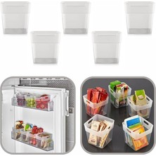 Misda Store Buzdolabı Kapak Içi Raf Organizeri, Banyo Kozmetik Düzenleyici Kap Çok Amaçlı Mini Kutu Seti (5, Şeffaf)