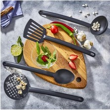 Misda Store 4 Parça Yanmaz Yapışmaz Teflon Kaplama Servis Seti Kepçe Kevgir Spatula Kaşık Plastik Servis Takımı