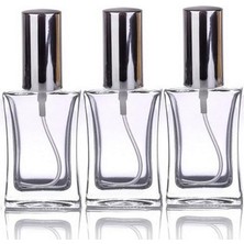 Misda Store 3 Adet 50 ml Cam Yeniden Doldurulabilir Sprey Kolonya Boş Parfüm Şişesi Gümüş Renk Kapaklı